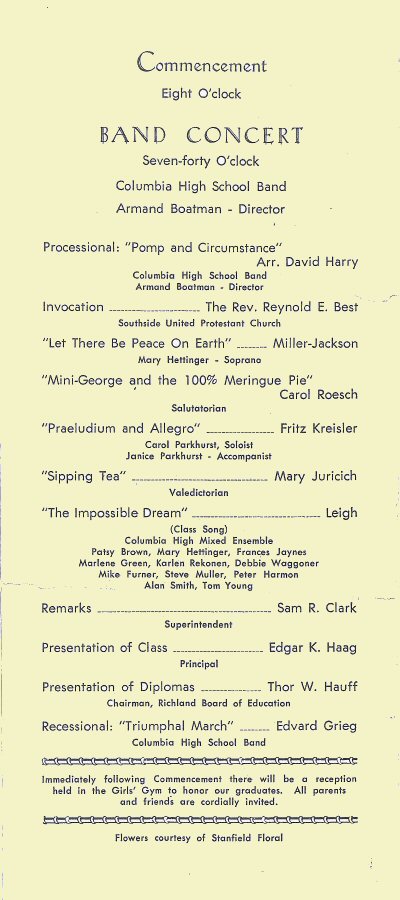 1968 Commencement Program Page 1